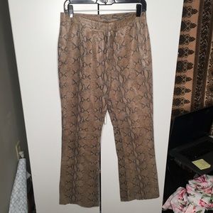 Vintage INC Leather Snake Print Wide Leg Pants